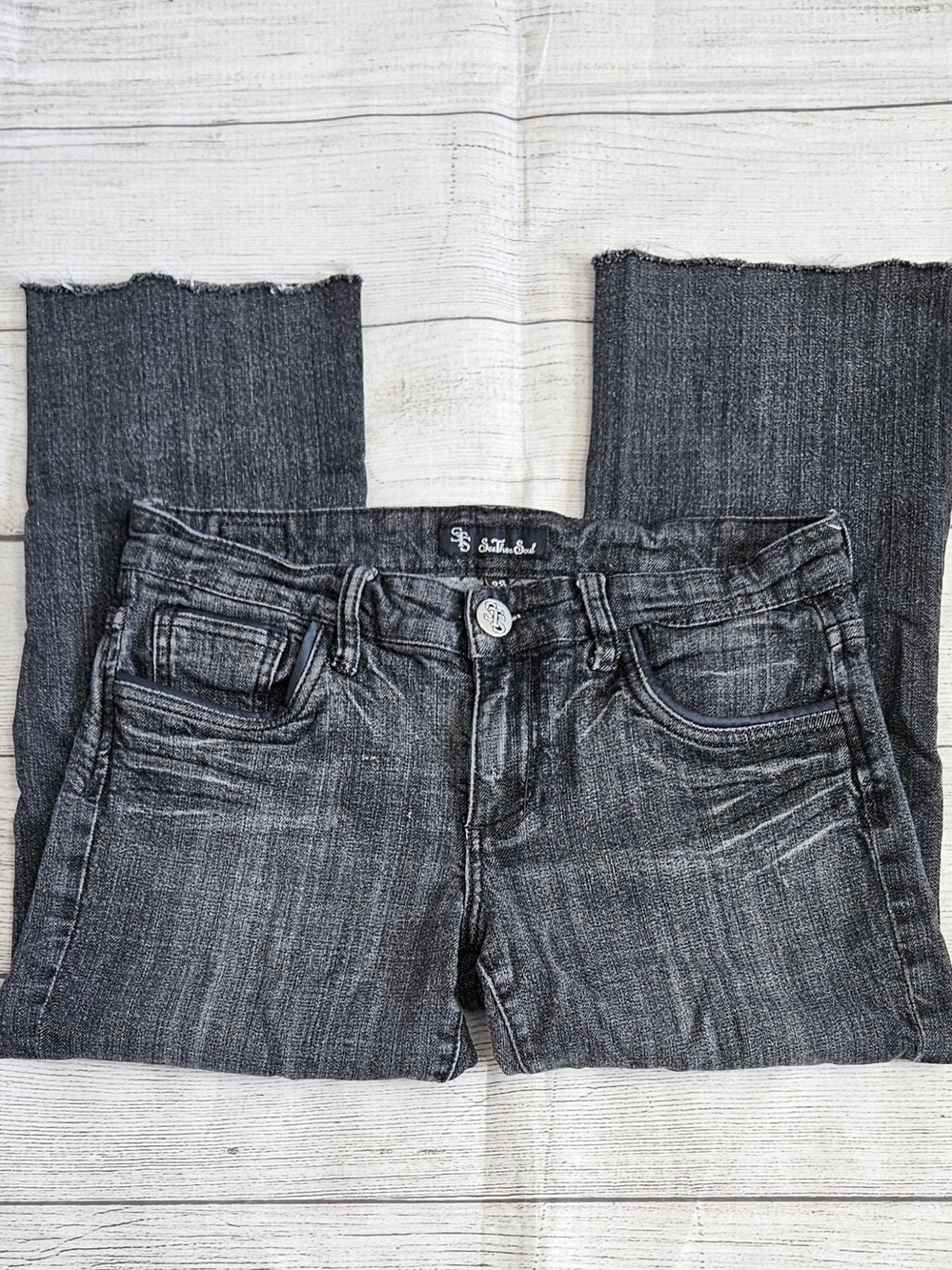 Vintage Y2K See Thru Soul Gray Raw Hem Capri Jeans - Size 28